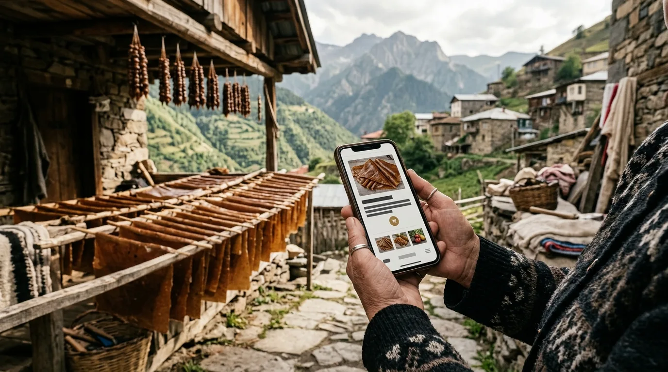 Zigana dağlarındaki köyde pestil kurutma rafları ve online mağaza – Gümüşhane web tasarım ve SEO