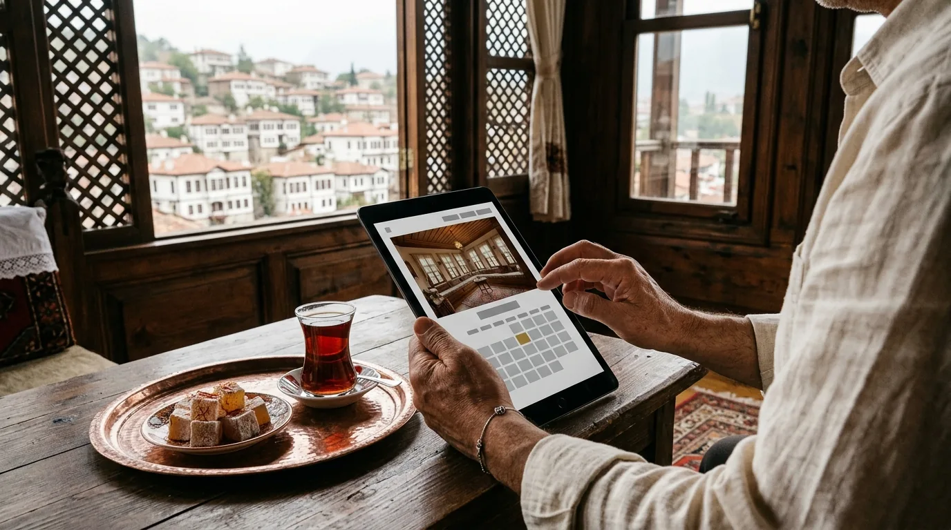Safranbolu evlerine bakan konak otelde lokum yanında rezervasyon sitesi – Karabük web tasarım ve SEO