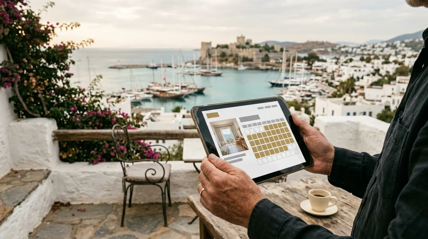 Bodrum Kalesi ve marina manzaralı butik otelde dolu rezervasyon takvimi – Muğla web tasarım ve SEO