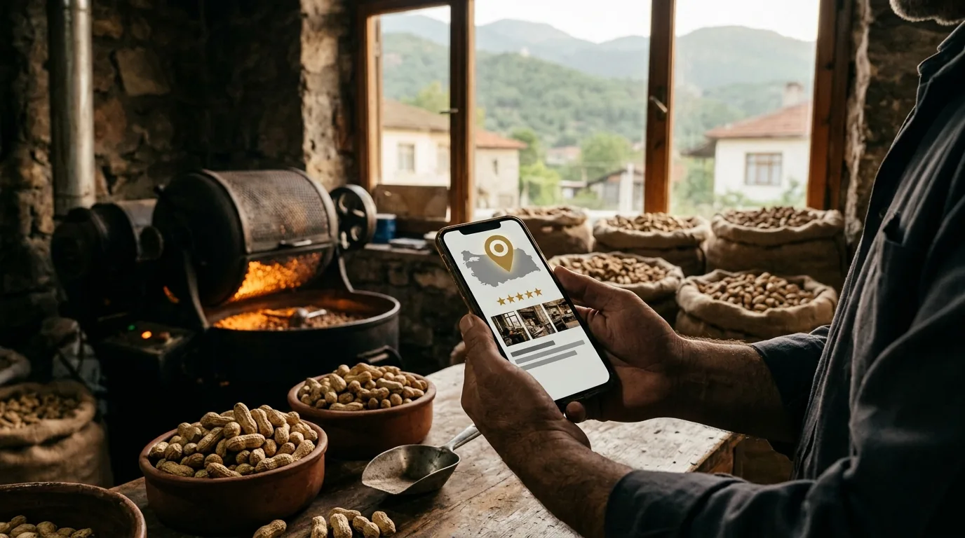Yer fıstığı kavurma dükkânında telefonda yeni işletme kaydı – Osmaniye web tasarım ve SEO