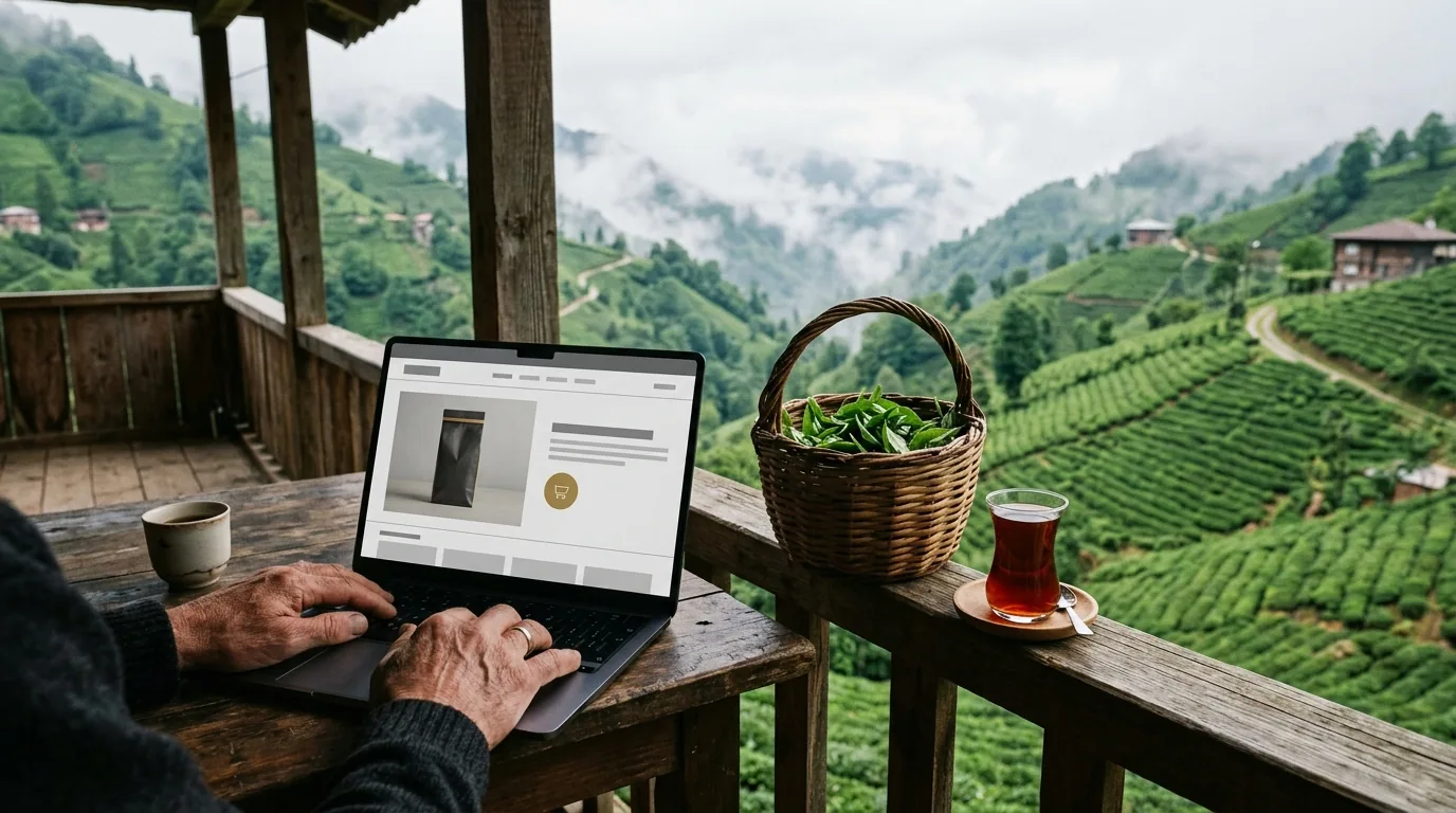 Sisli çay bahçelerine bakan evde çay markasının premium web sitesi – Rize web tasarım ve SEO