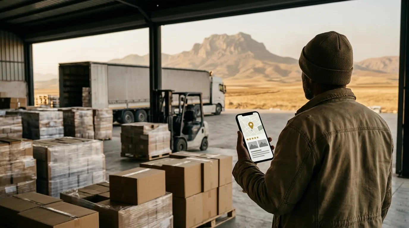 Cudi Dağı manzaralı Silopi toptan ticaret deposunda telefonda işletme kaydı – Şırnak web tasarım ve SEO