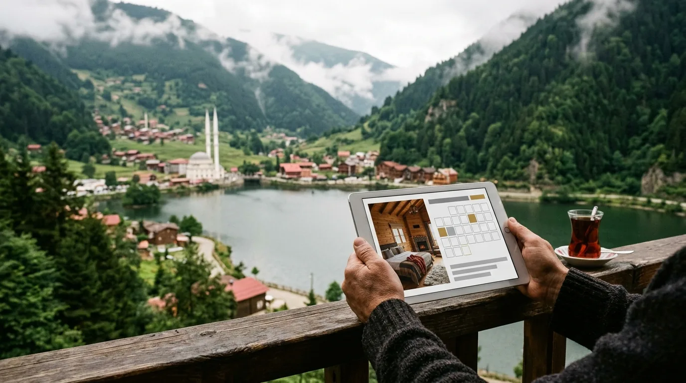 Uzungöl ve göl kıyısındaki cami manzaralı yayla otelinde rezervasyon sitesi – Trabzon web tasarım ve SEO