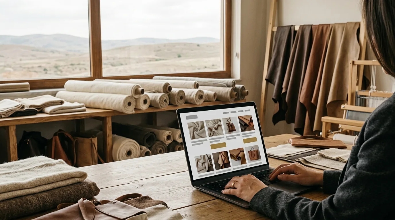 Tekstil ve deri üreticisinin showroom'unda B2B ürün kataloglu kurumsal site – Uşak web tasarım ve SEO