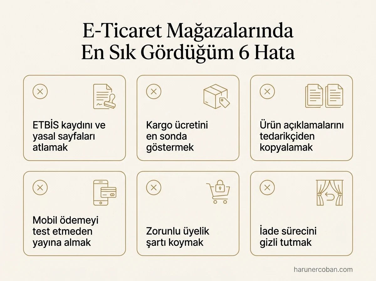 E-ticaret mağazalarında en sık görülen 6 hata: ETBİS'i atlamak, kargo ücretini sonda göstermek, zorunlu üyelik