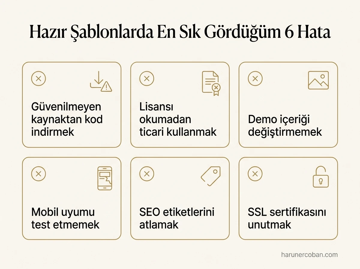 Hazır HTML şablonlarında en sık görülen 6 hata: güvenilmeyen kaynak, lisanssız kullanım, SSL'i unutmak