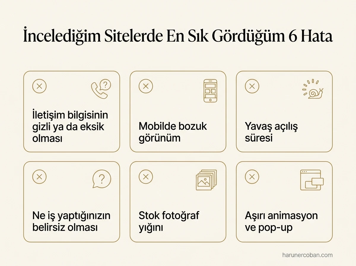 İşletme sitelerinde en sık görülen 6 hata: gizli iletişim bilgisi, mobilde bozuk görünüm, yavaş açılış