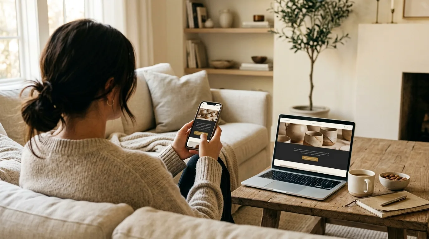 Aynı işletme sitesinin telefonda ve dizüstü bilgisayarda uyumlu göründüğü iyi tasarlanmış web sitesi