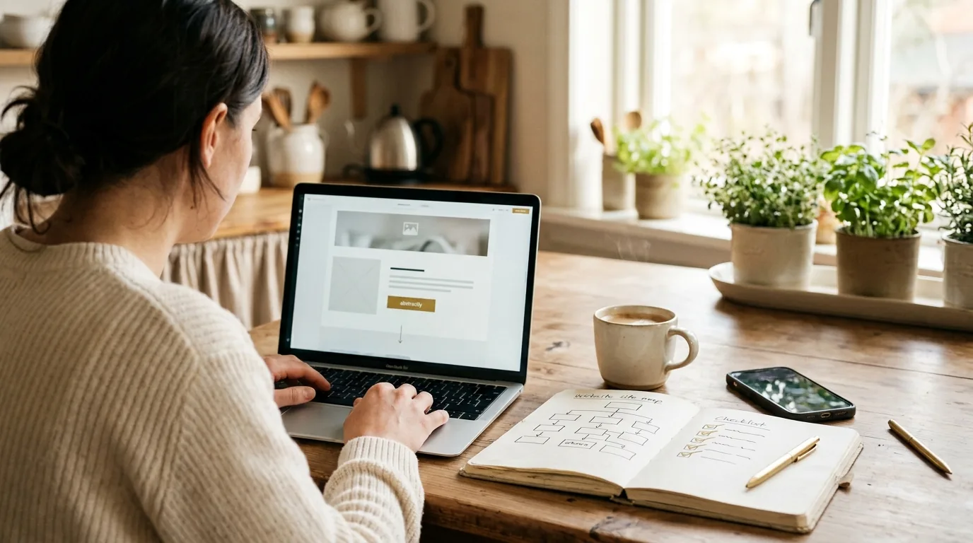 Mutfak masasında web sitesi editörüyle ilk işletme sitesini kuran kişi