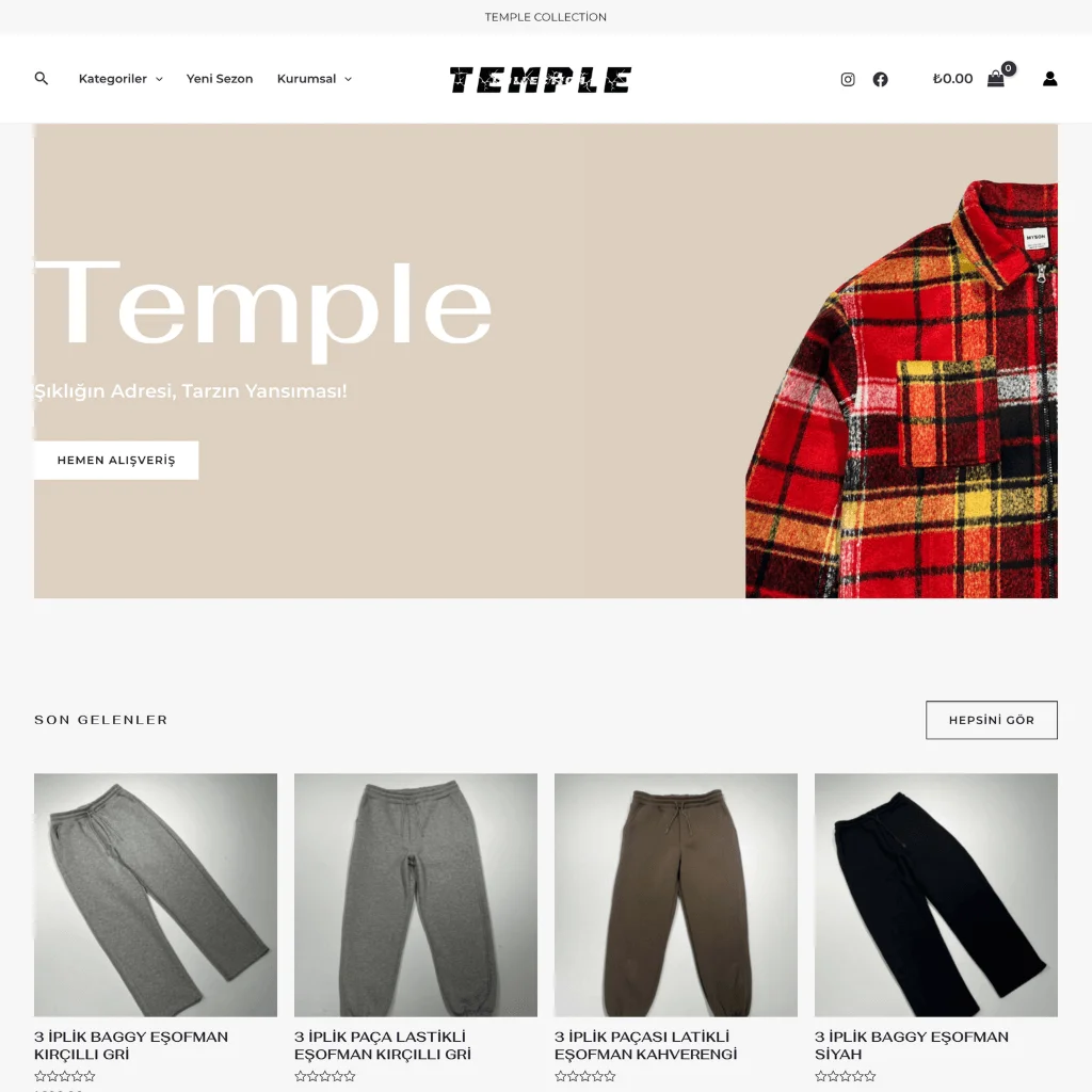 Temple Collection - E-Ticaret Projesi Harun Erçoban
